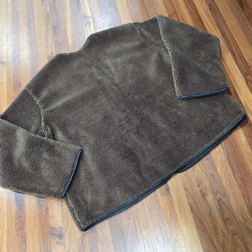 Faux Sherling Coat Dark Brown Universal Threds Crew Neck Size XL - Picture 3 of 10